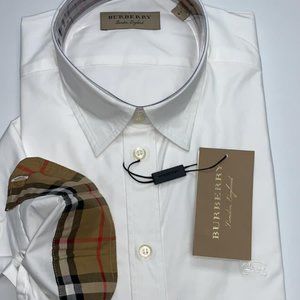 Burberry men's white william long sleeve button down shirt